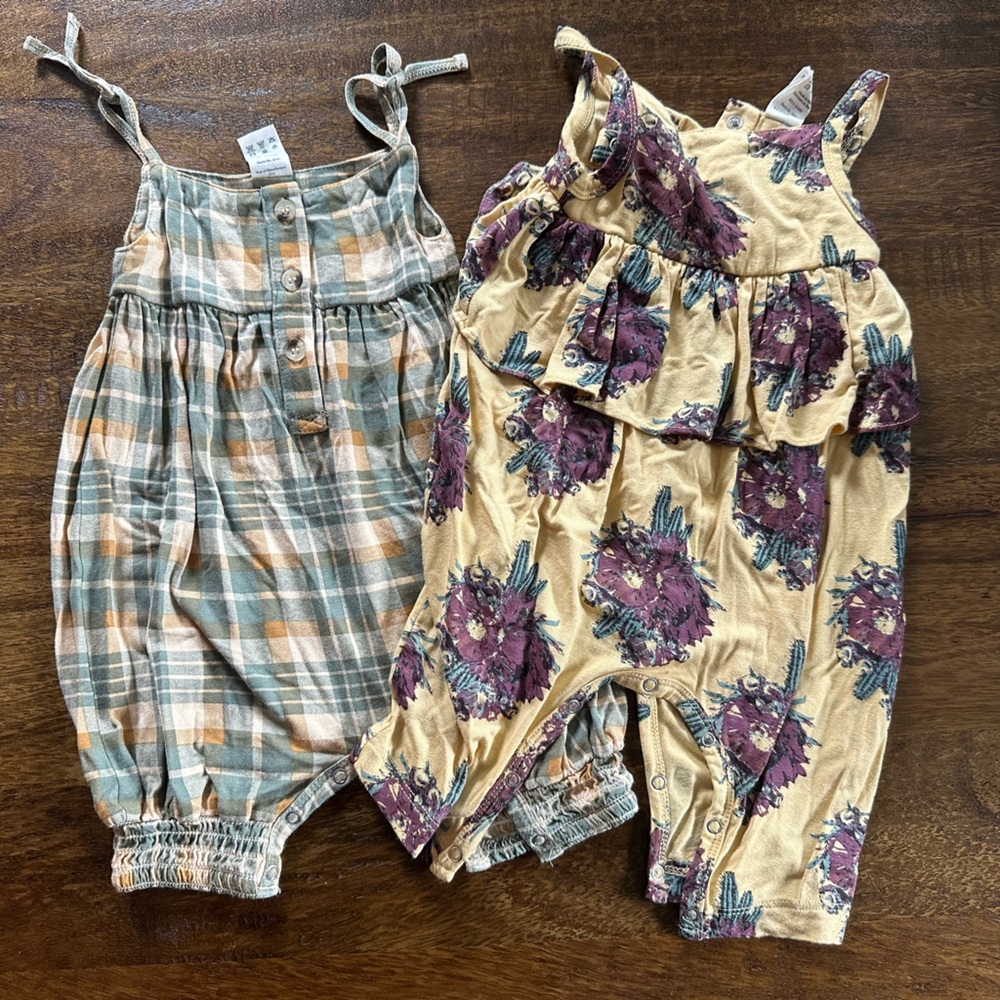 Kate Quinn Floral and Plaid Baby Romper Set